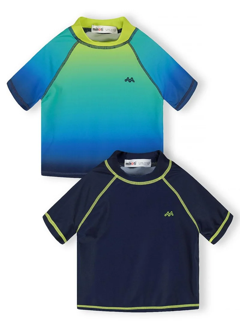 مينوتي boys 2-pack rash tops navy and lime
